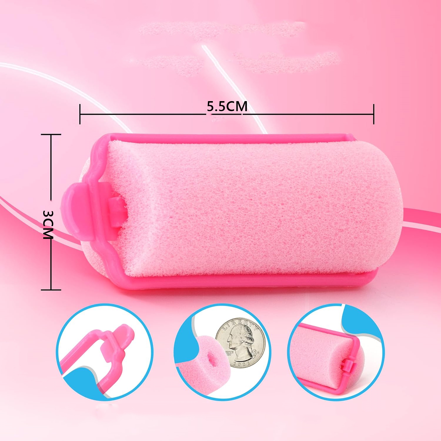 Süngerli Gece Bigudisi Isısız Saç Şekillendirme Doğal Bukle Bigudisi 3 cm 10 Adet 719759	