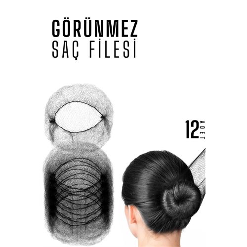 TransForMacion Saç Topuz Filesi Topuz Sabitleyici File Eastik Topuz Ağı Hostes Saç Filesi SİYAH 12'li 720098