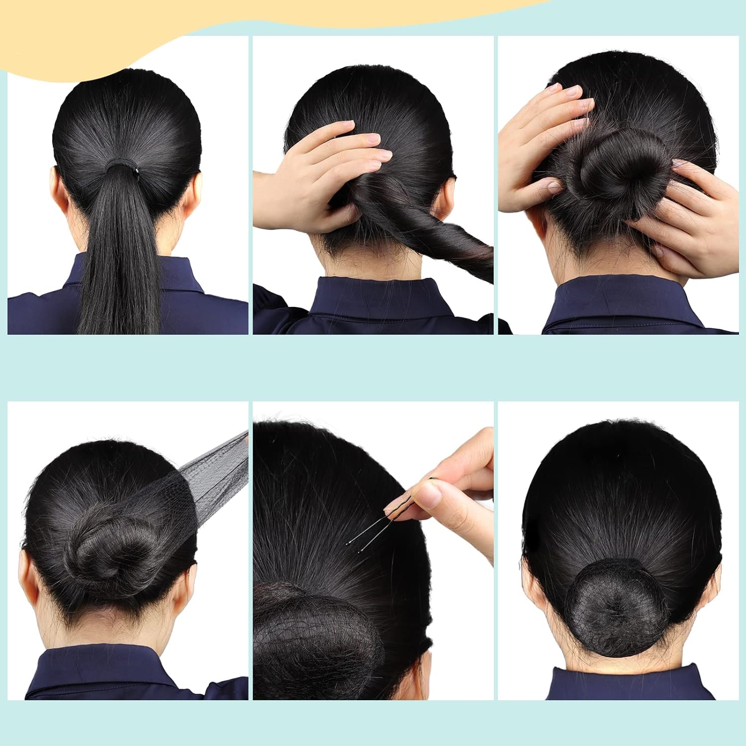 Saç Topuz Filesi Topuz Sabitleyici File Eastik Topuz Ağı Hostes Saç Filesi SİYAH 12'li 720098