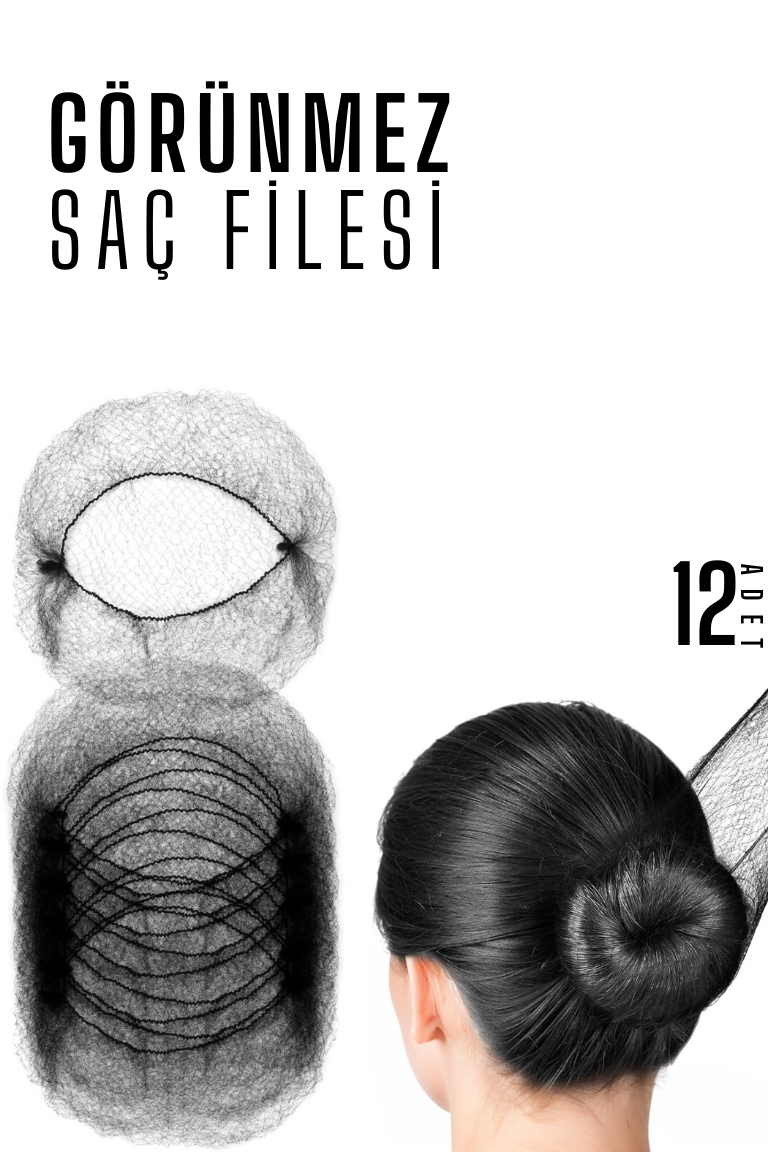 Saç Topuz Filesi Topuz Sabitleyici File Eastik Topuz Ağı Hostes Saç Filesi SİYAH 12'li 720098