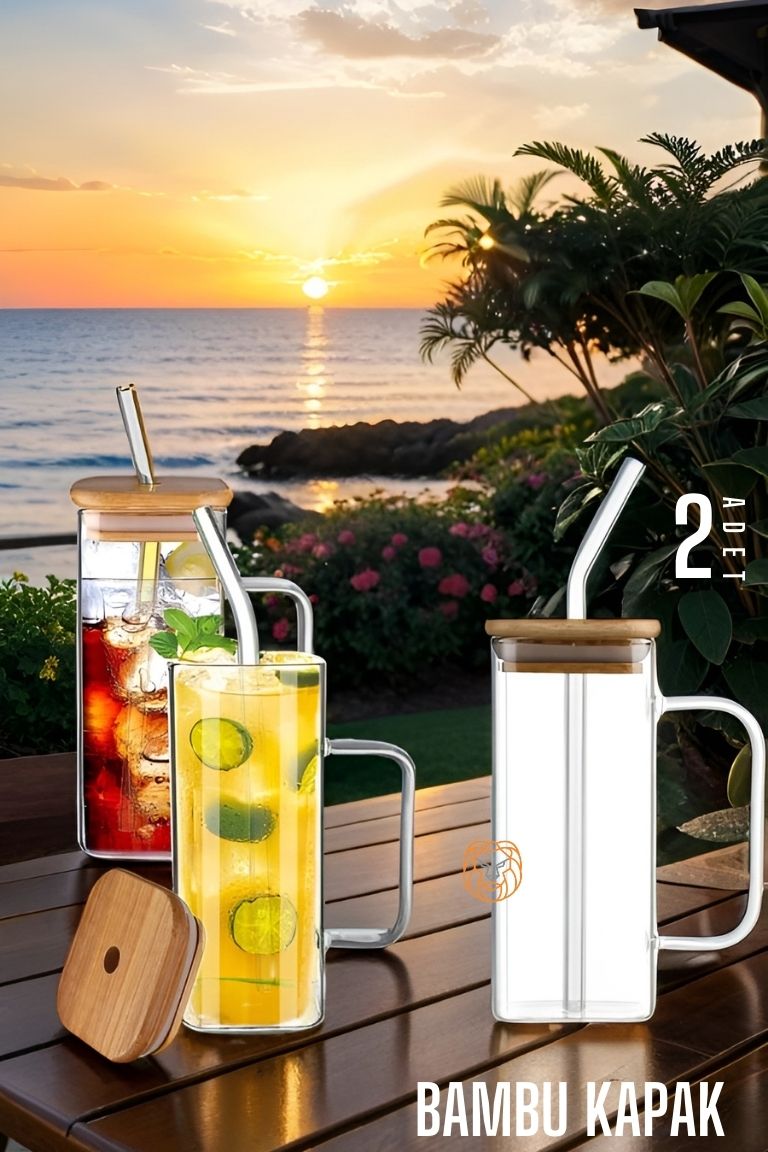 Transformacion Bambu Kapaklı Kavanoz Bardak 2 ADET 720102