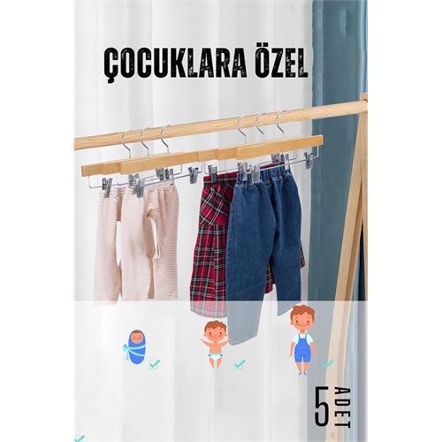 TransForMacion Çocuk Elbise Askısı 5 Adet Ahşap 720150