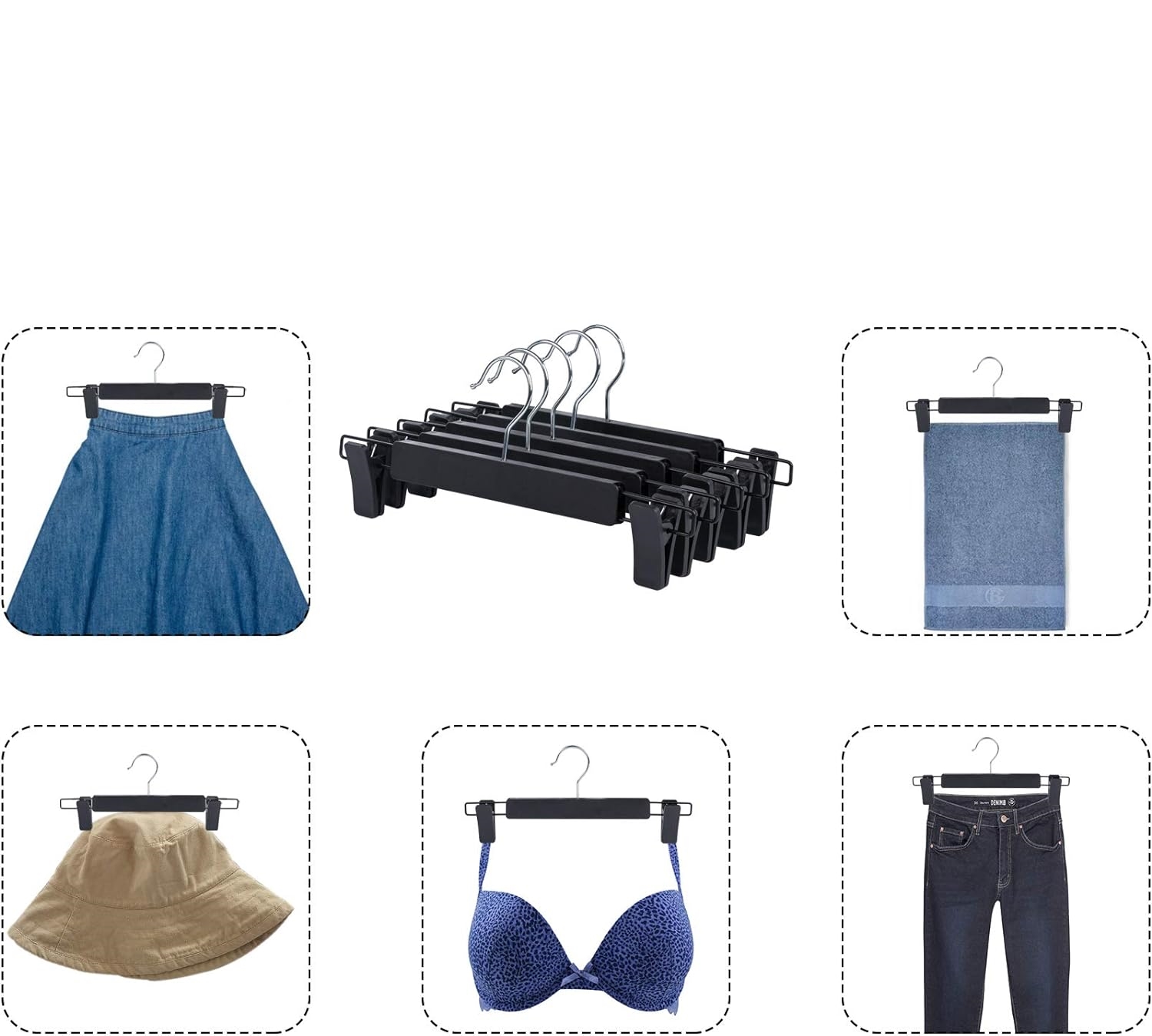 TransForMacion Etek Pantolon Eşarp Kıskaçlı Askı 5 Adet SİYAH 720205