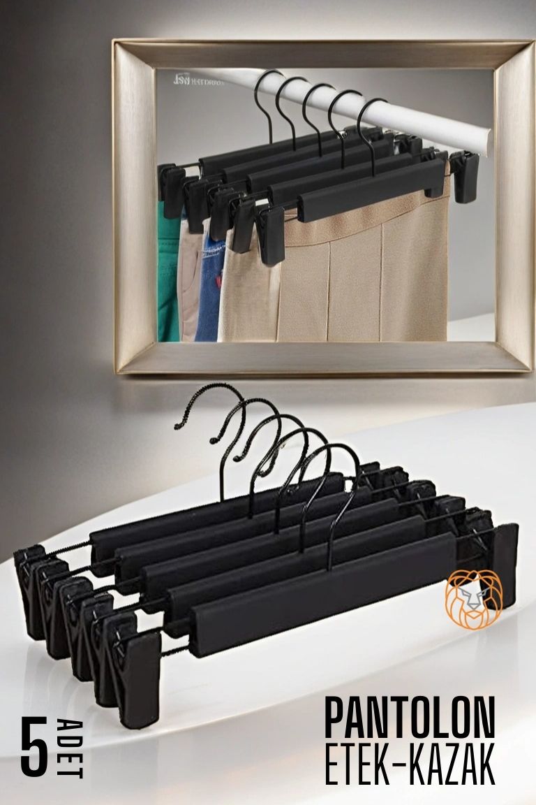 TransForMacion Etek Pantolon Eşarp Kıskaçlı Askı 5 Adet SİYAH 720205