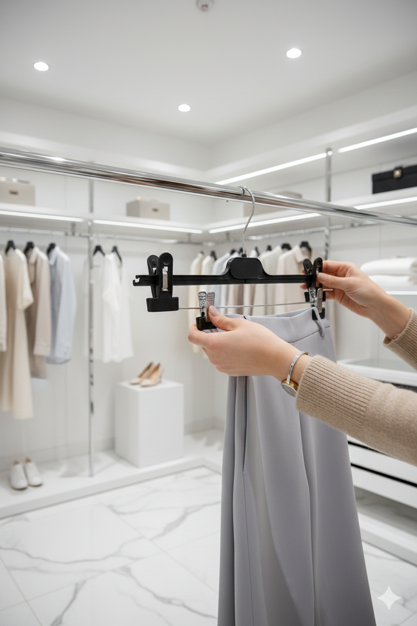 Premium Siyah Pantolon ve Etek Askısı - 18’li Set | Ayarlanabilir Metal Kıskaçlı Lüks Seri  720507