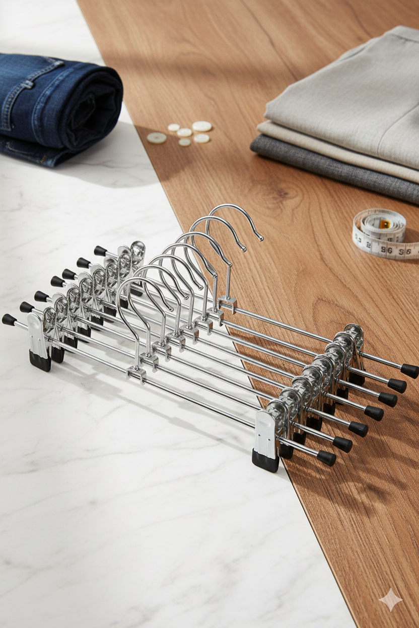 Premium Metal Pantolon ve Etek Askısı 20'li Set - Ayarlanabilir Kaymaz Klipsli 40cm Organizer 720518