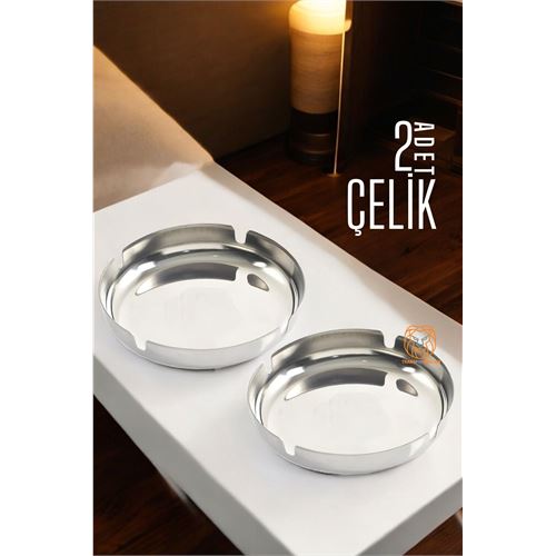 TransForMacion Paslanmaz Yuvarlak Küllük - Metal Kül Tablası - Kafe Küllüğü Restoran Küllüğü Masaüstü Küllük 2 Lİ  711510