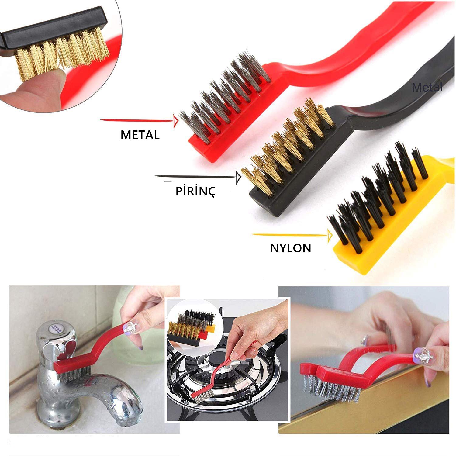 Mutfak Fırça Seti 3 Değişik Uçlu 720639