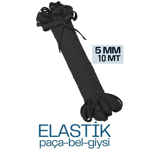 TransForMacion Yassı Bel Paça Giysi Lastiği 10 Mt 5 mm SİYAH 720666