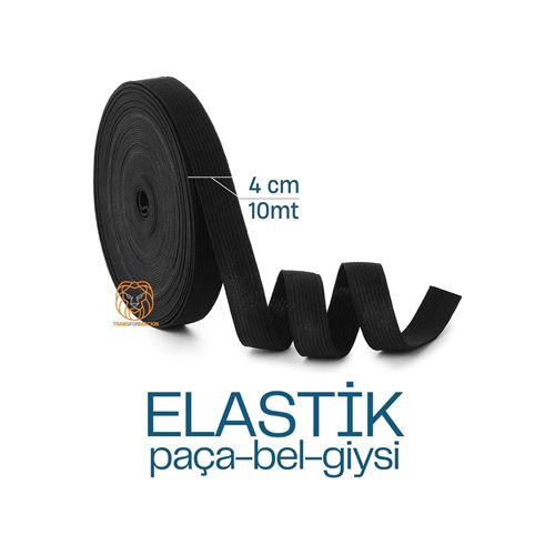 TransForMacion Yassı Bel Paça Giysi Lastiği 10 Metre 4 cm SİYAH 720671	