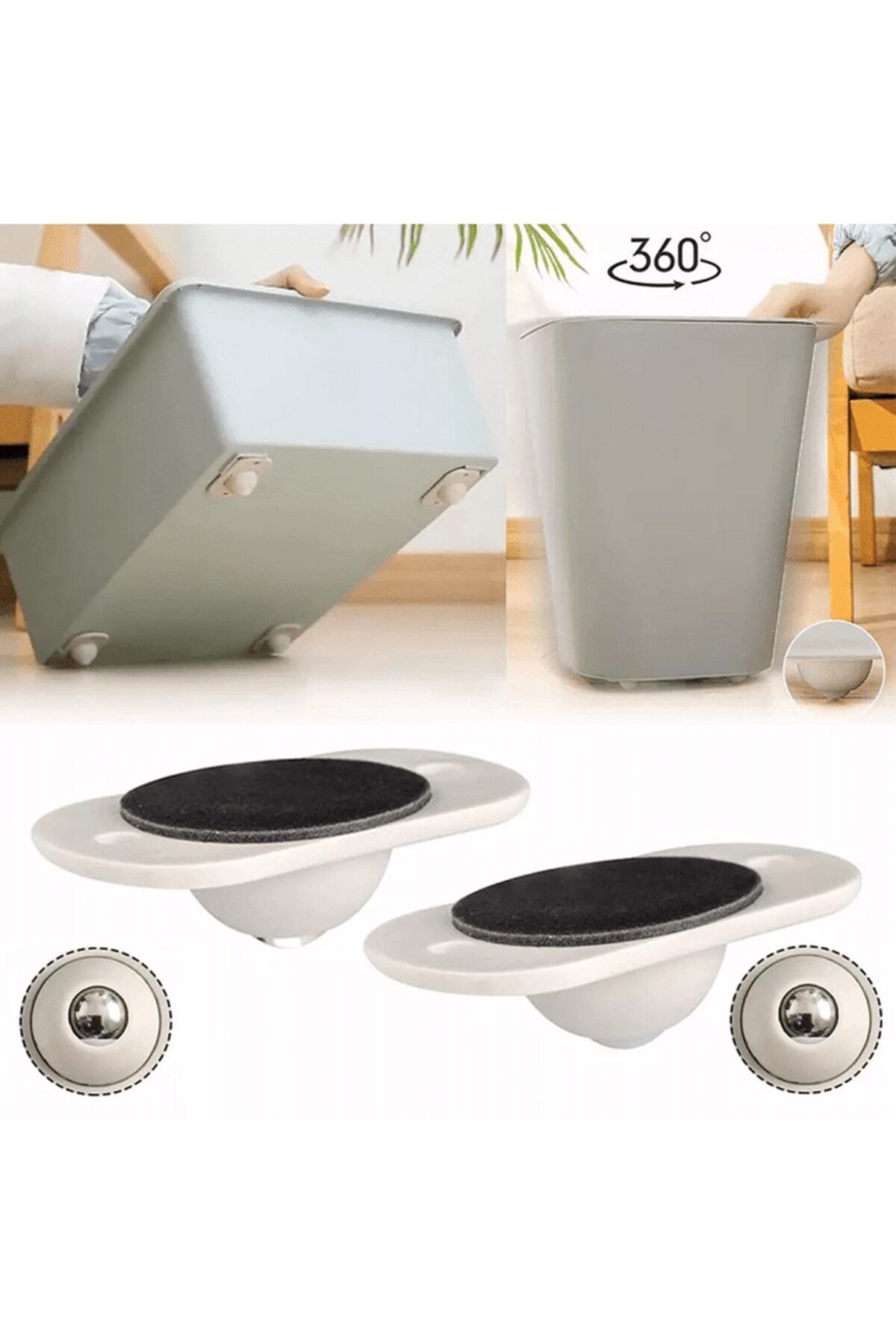 4 lü Bilyeli Tekerlek Eşya Kaydırma Aparatı Yapışkanlı Set 360D 715744
