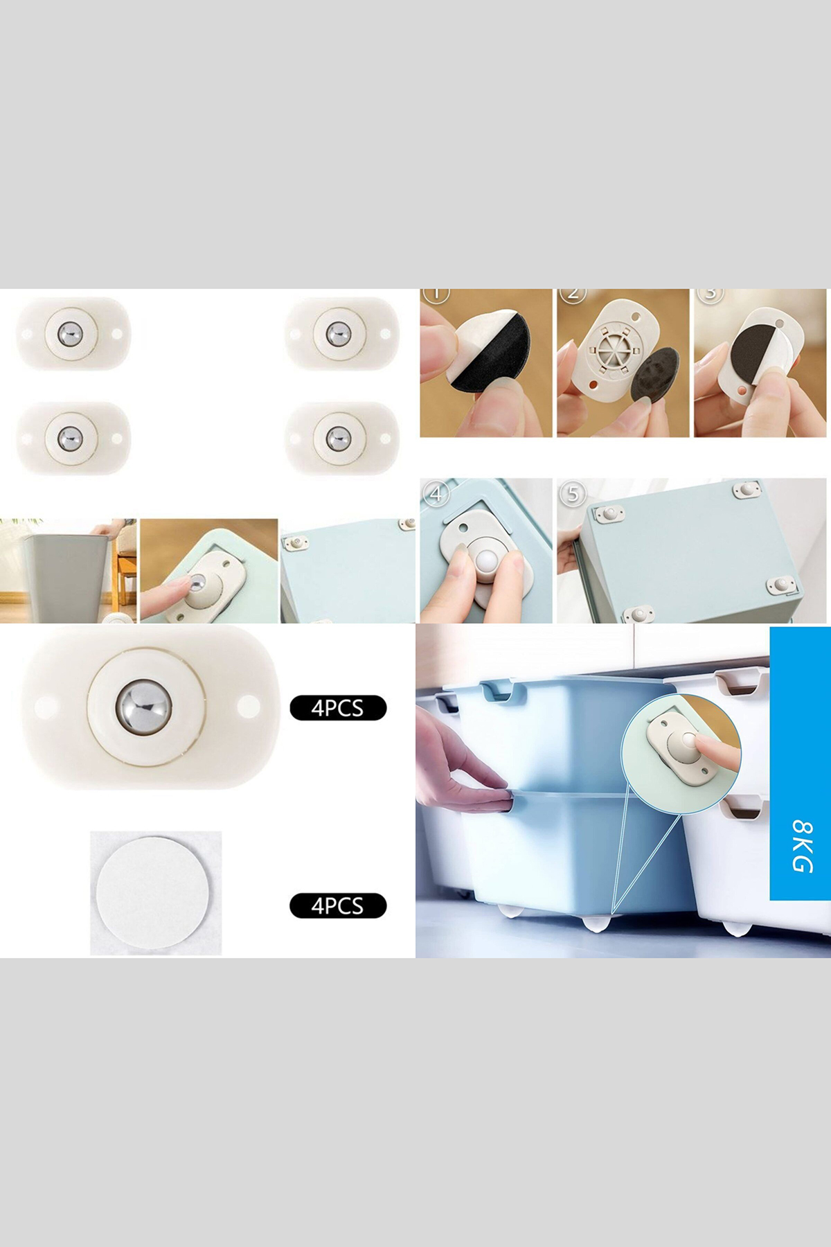 4 lü Bilyeli Tekerlek Eşya Kaydırma Aparatı Yapışkanlı Set 360D 715744