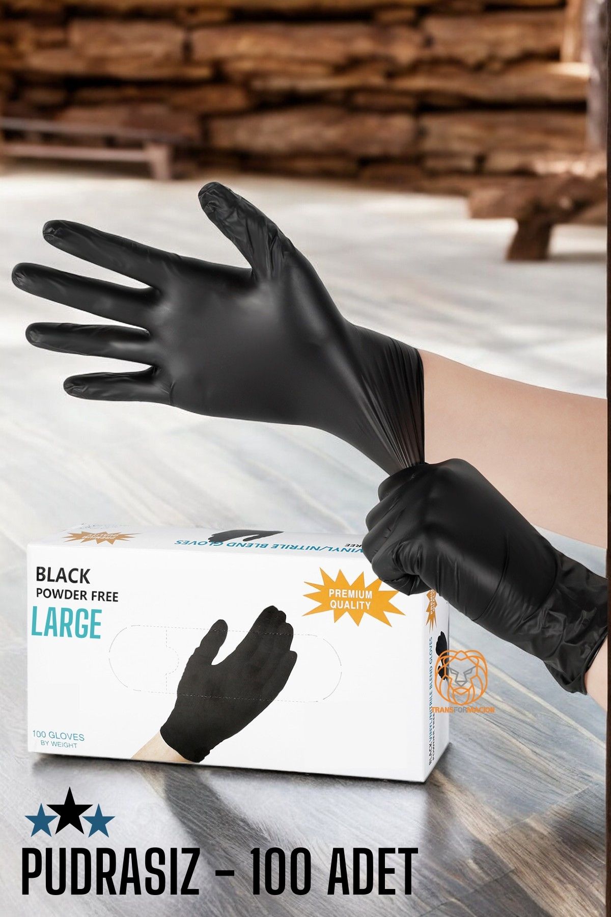 TransForMacion Kuaför Eldiven Güzellik Salonu Berber Dövme Eldiveni LARGE SİYAH 100 ADET 720725