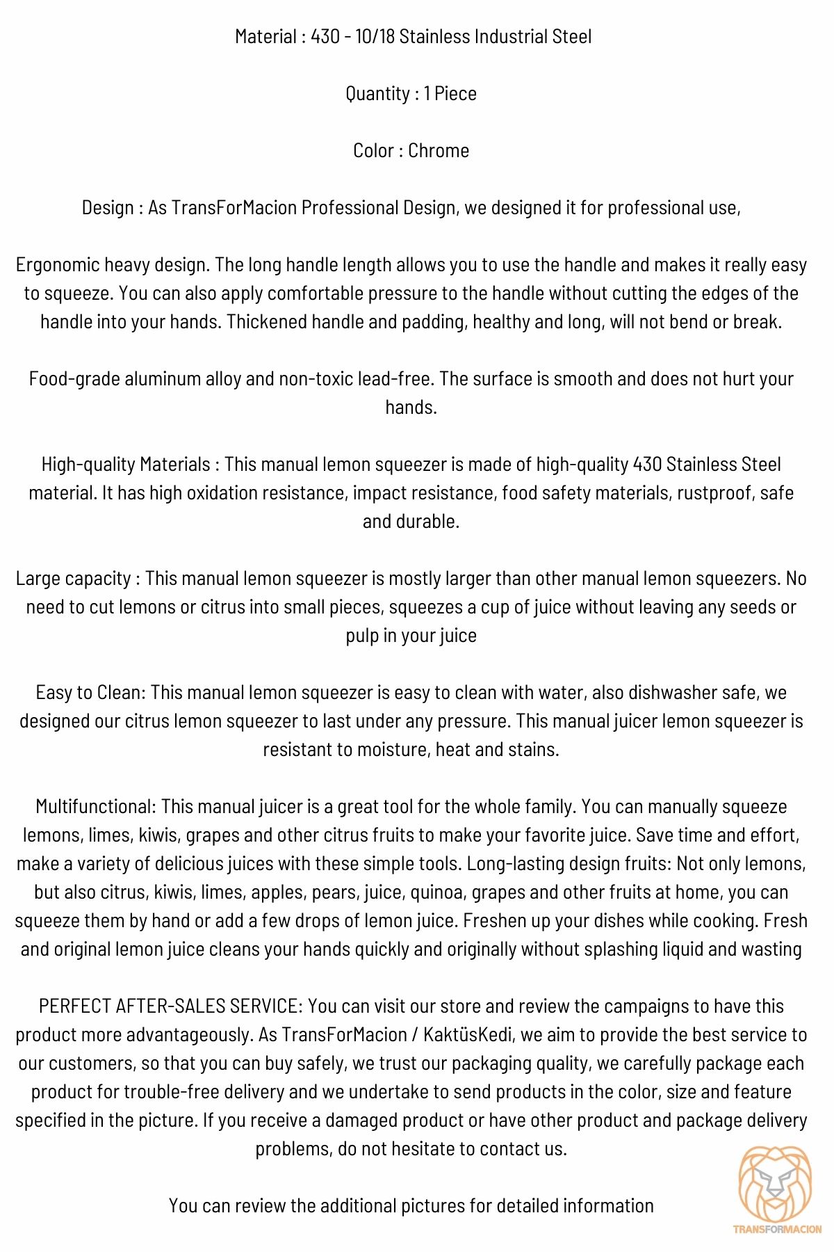 Limon Sıkacağı Paslanmaz Çelik 720784