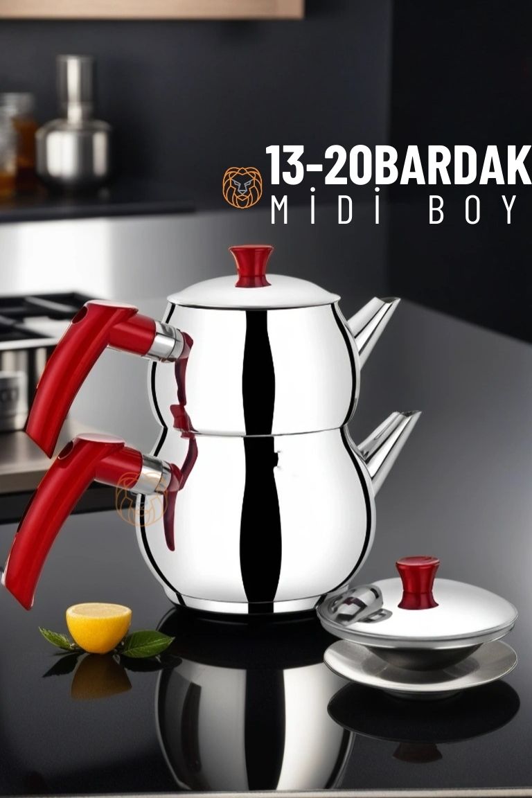 ModaCar Küre Çaydanlık Seti 13-20 Bardak Paslanmaz Çelik 