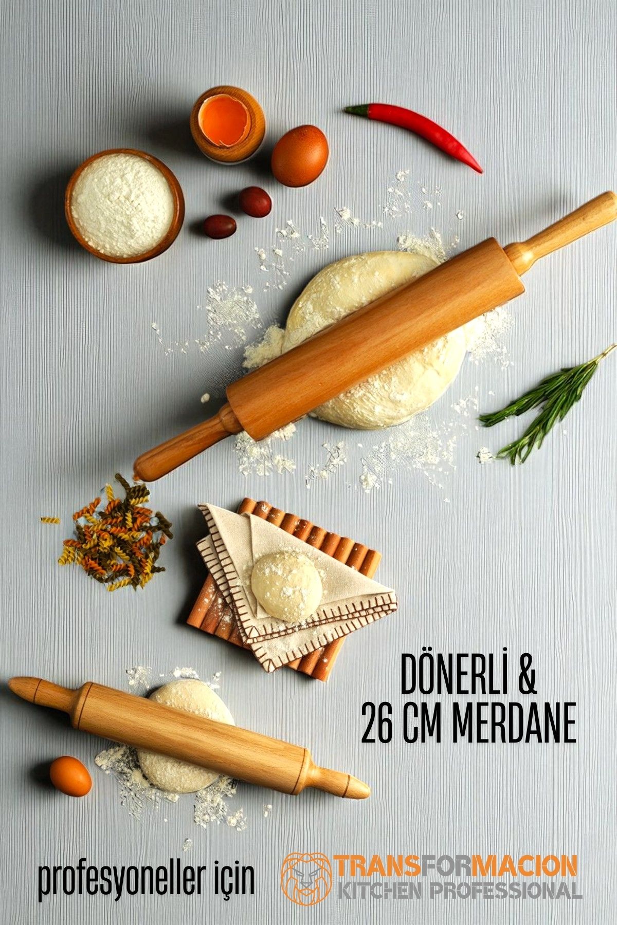 Kendinden Dönerli Merdane 2 li SET Fabelle Design 