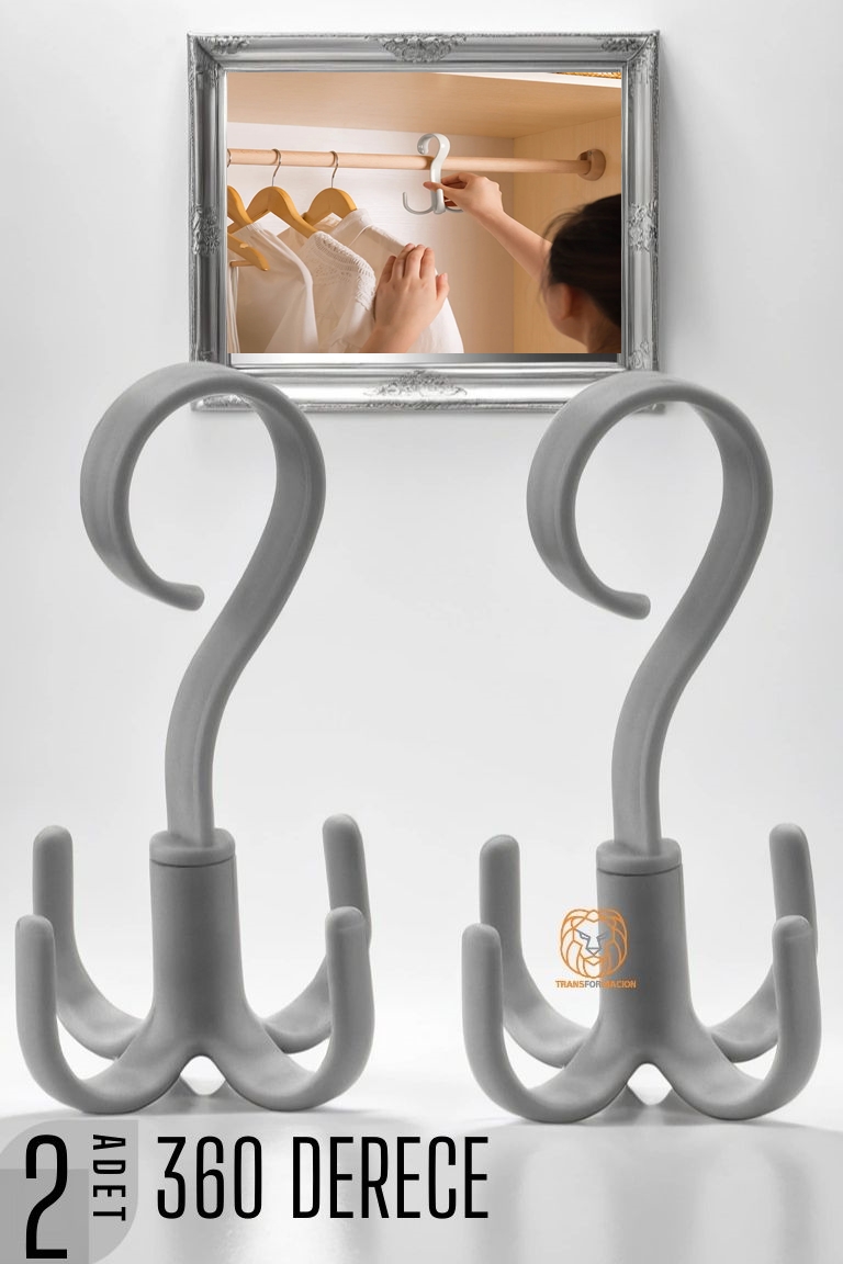 ModaCar Dolap İçi Askı 360D Dönerli GRİ 2 ADET 