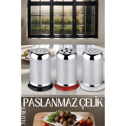 ModaCar 3 lü Set Tuz Karabiber Nanelik Paslanmaz Çelik 