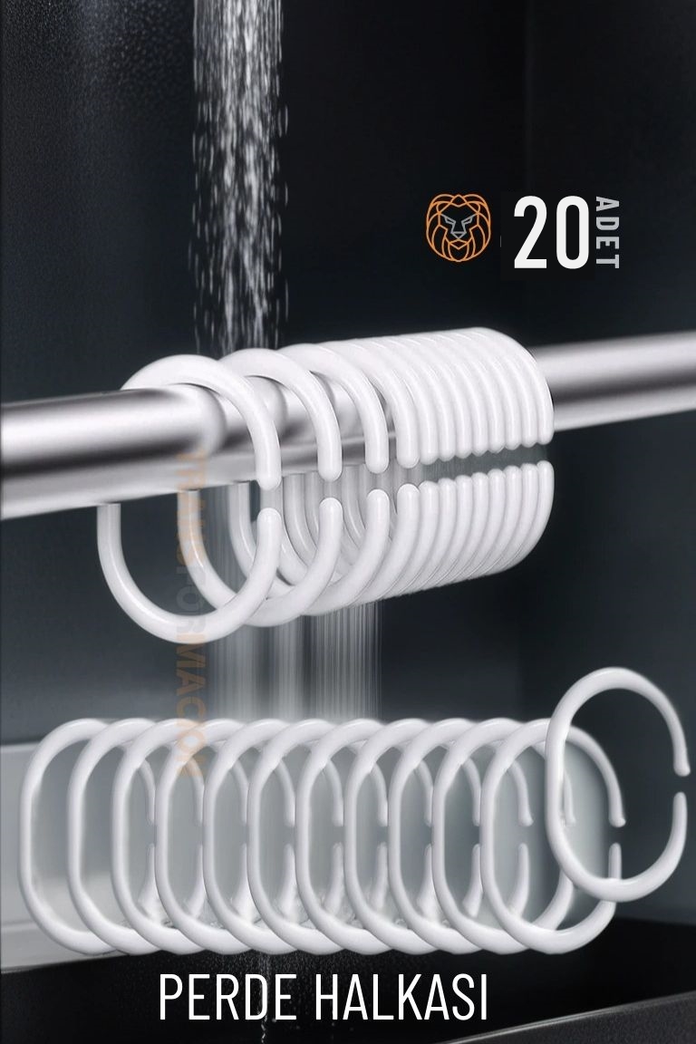 Banyo Perde Halkası 20'li Set – Dayanıklı, Kolay Takılan, Şık Tasarım 