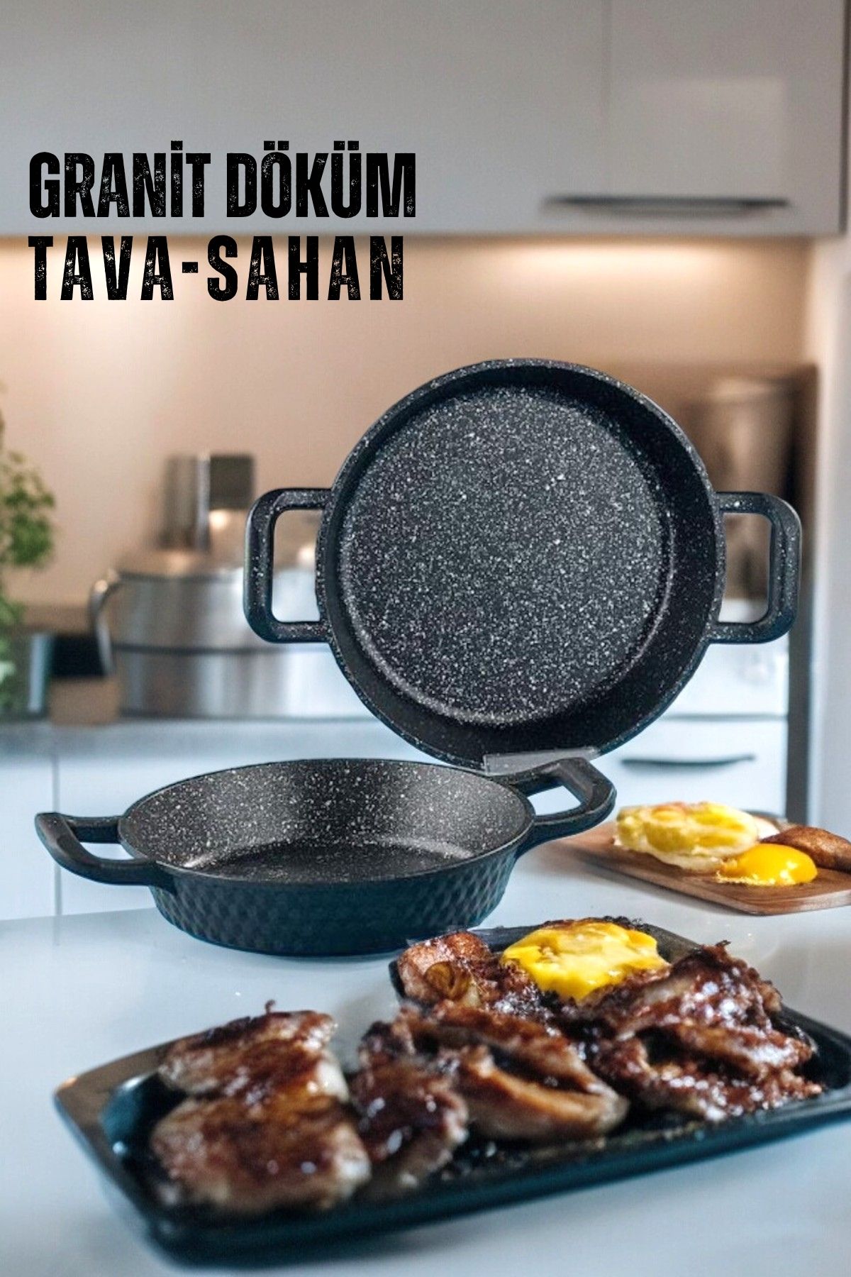 ModaCar Döküm Granit Sahan Tava 2 li SET 