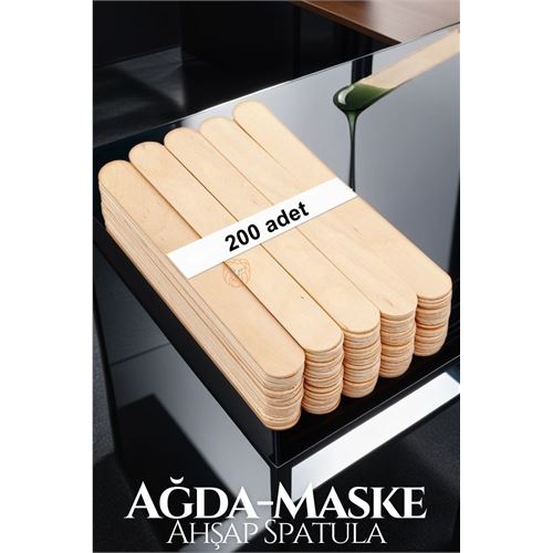 ModaCar Ahşap Büyük Spatula Yüz Cilt Ağda 200 Adet 