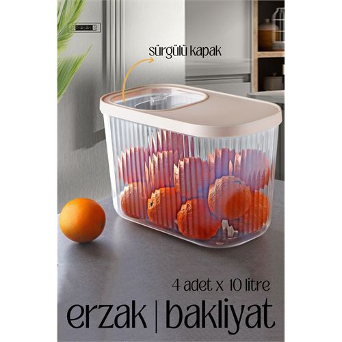 ModaCar MultiBox Erzak Bakliyat Kutusu Sürgülü Kapak 10 Litre 4 ADET 