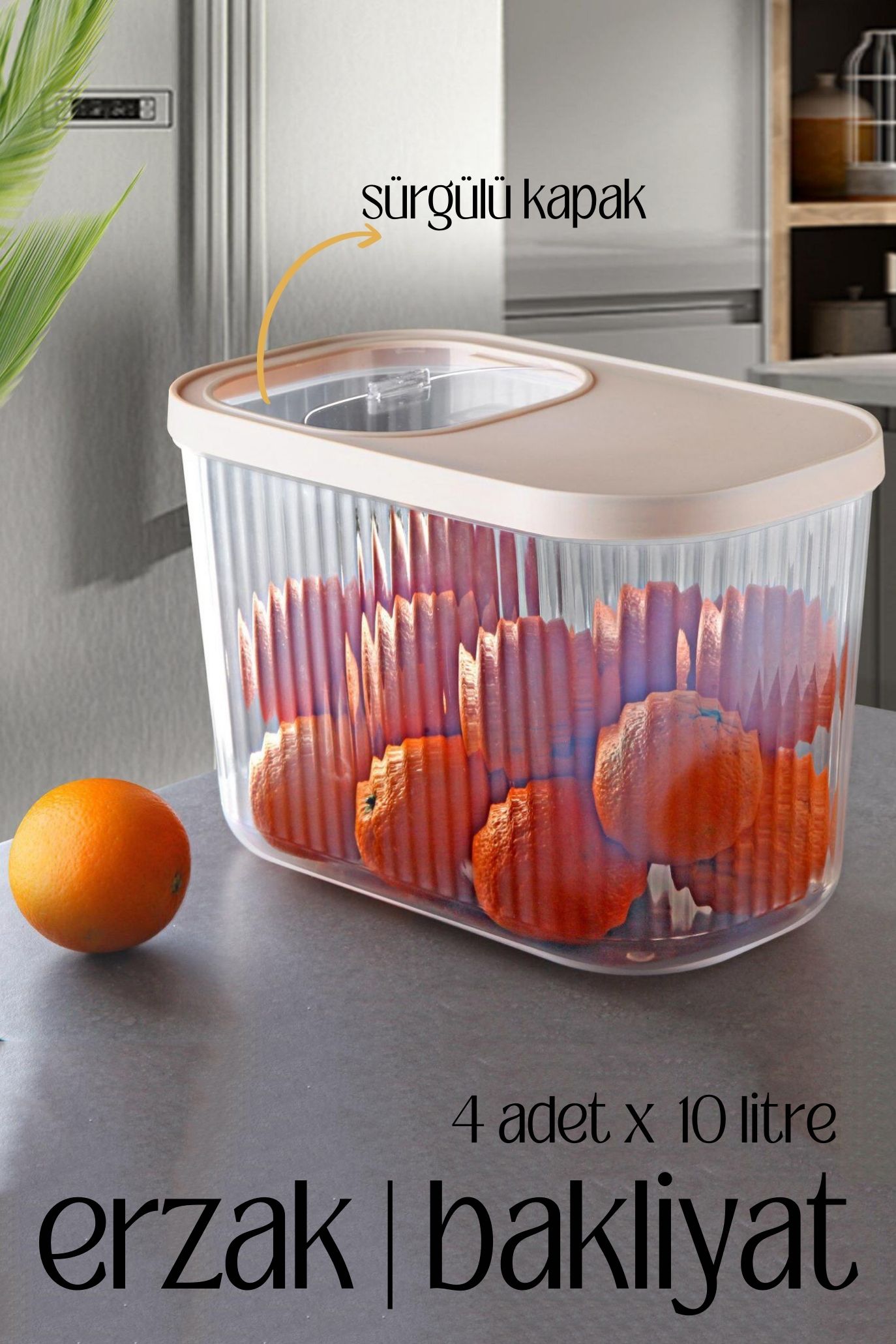 ModaCar MultiBox Erzak Bakliyat Kutusu Sürgülü Kapak 10 Litre 4 ADET 