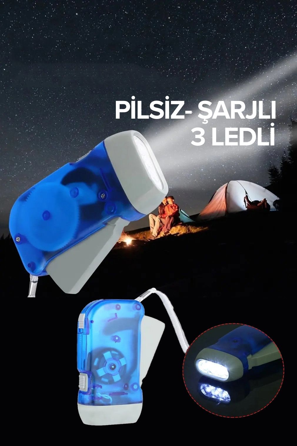 ModaCar Kendinden Şarjlı Pilsiz El Feneri 