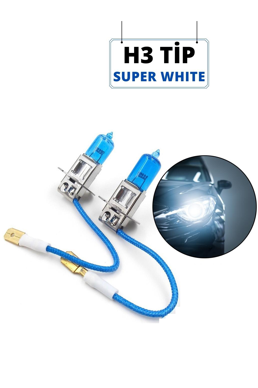 ModaCar H3 Tip Beyaz Işık Far Ampül Seti 