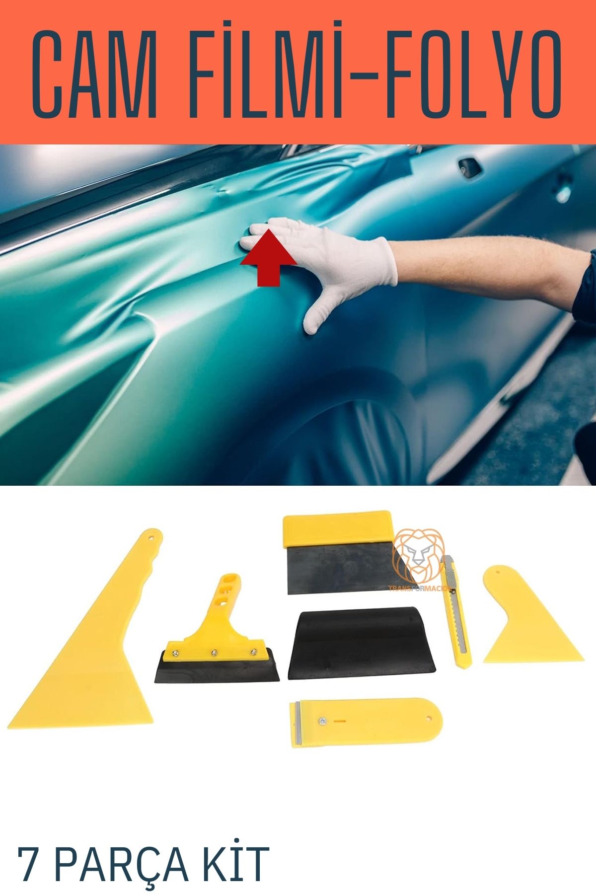 ModaCar Cam Filmi ve Folyo Uygulama Kiti 7 Parça Duvar Kağıdı Vinil Uygulama Kiti