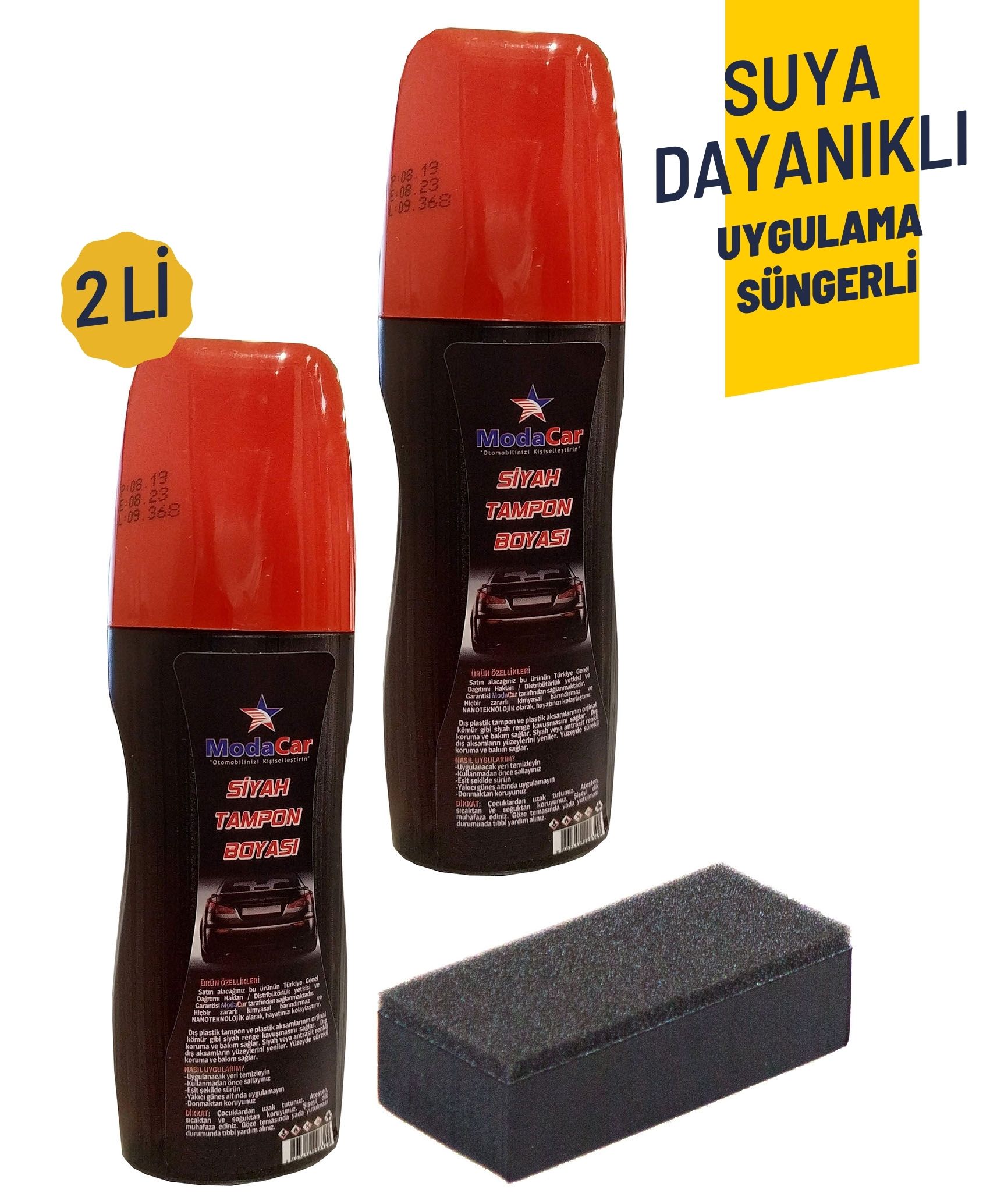 Suya Dayanıklı Siyah Tampon Boyası Uygulama Süngerli