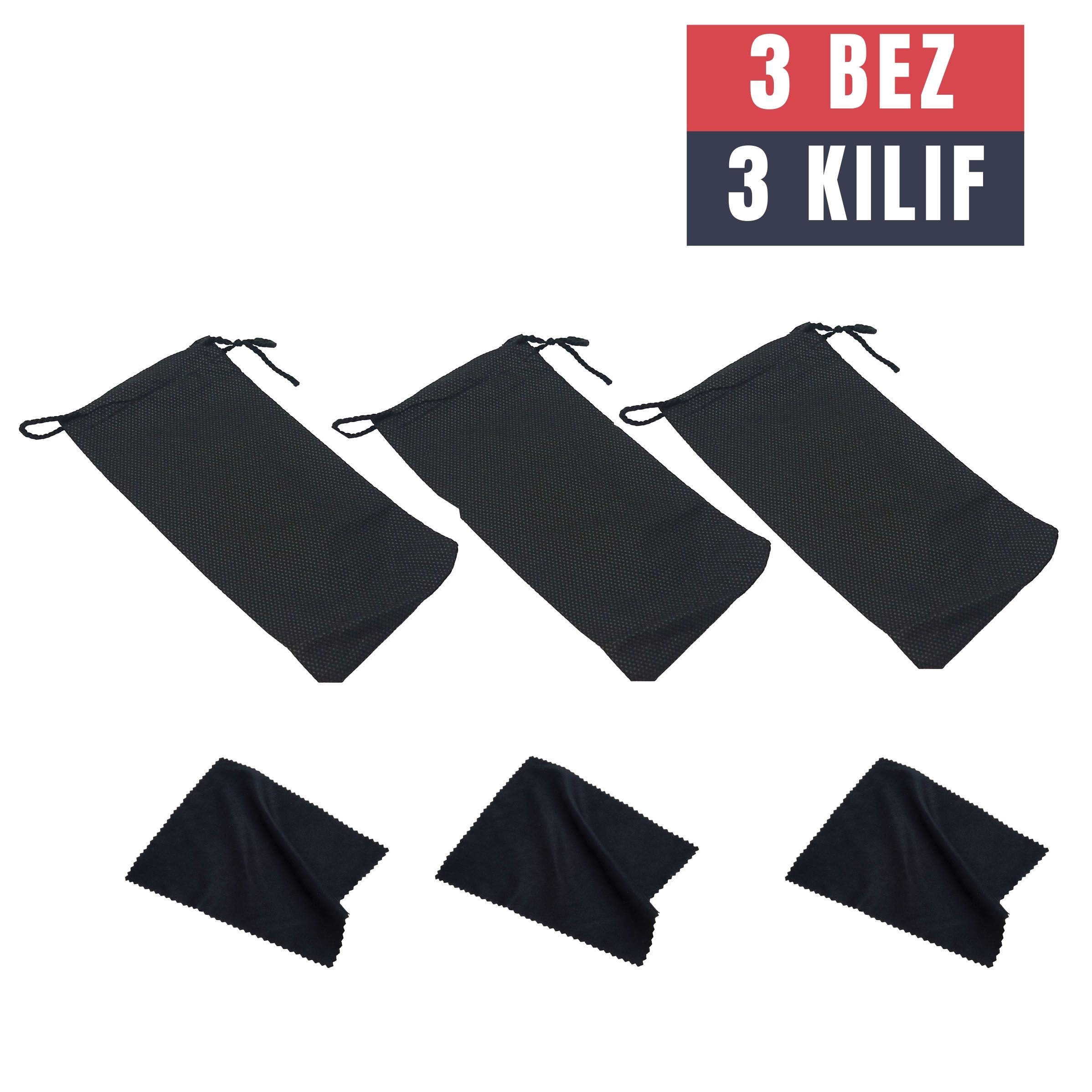 3 Adet Gözlük Kılıfı + Bez Seti 
