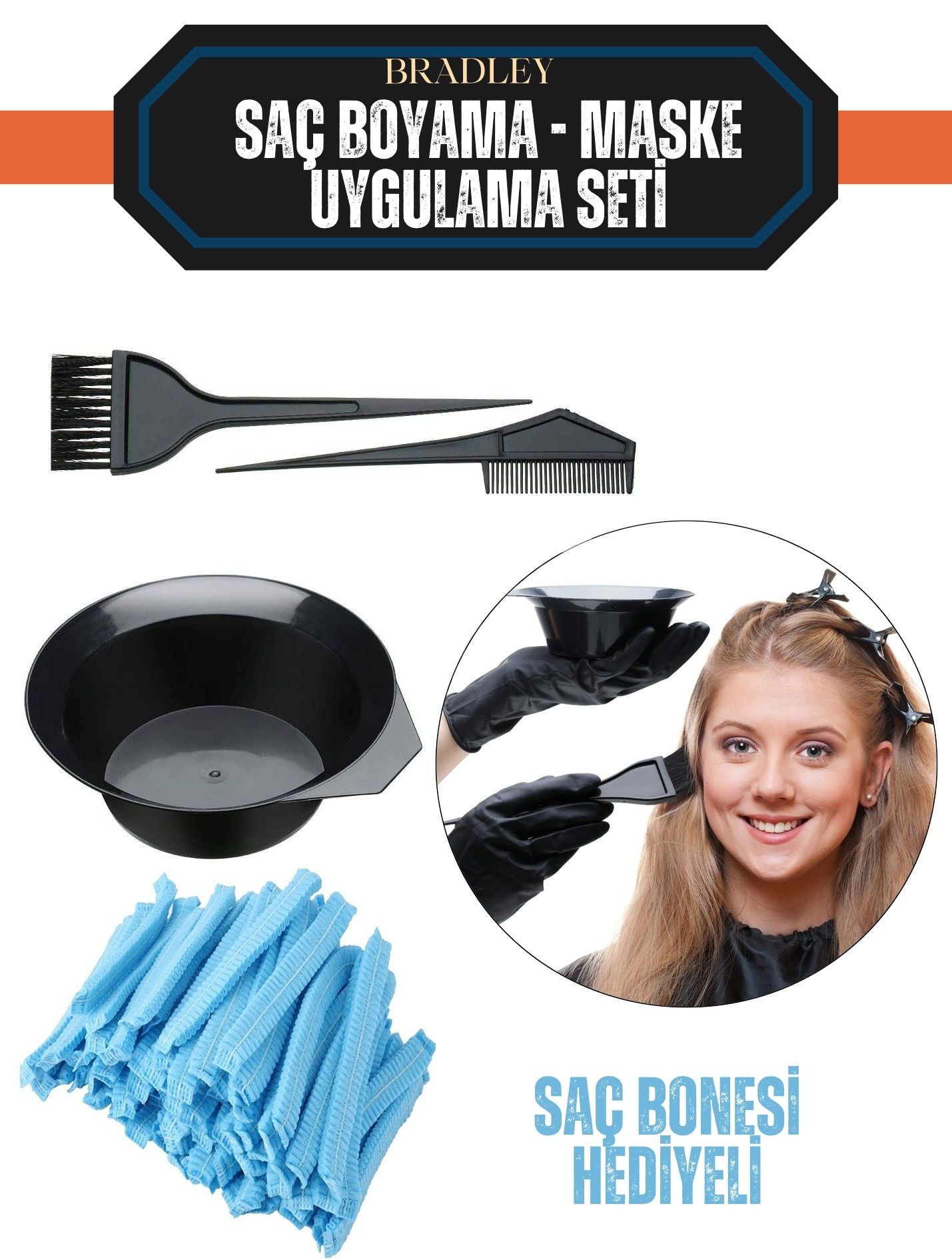 Saç Boyama Seti 24 Saç Bonesi 