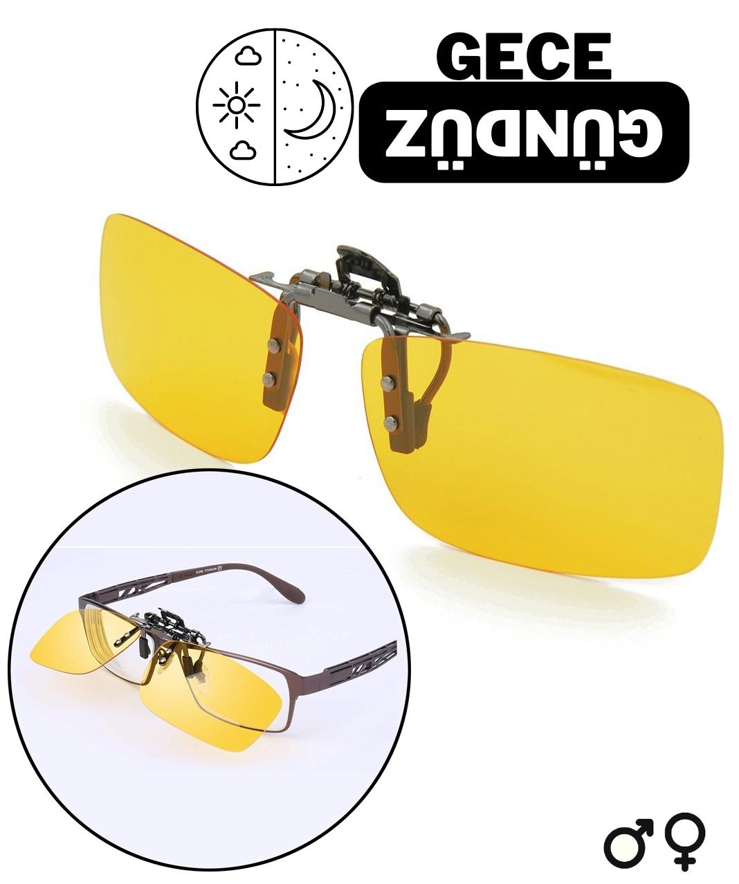 ModaCar Gece Gündüz Sürüş Gözlük İlavesi Clip-On Polarize 