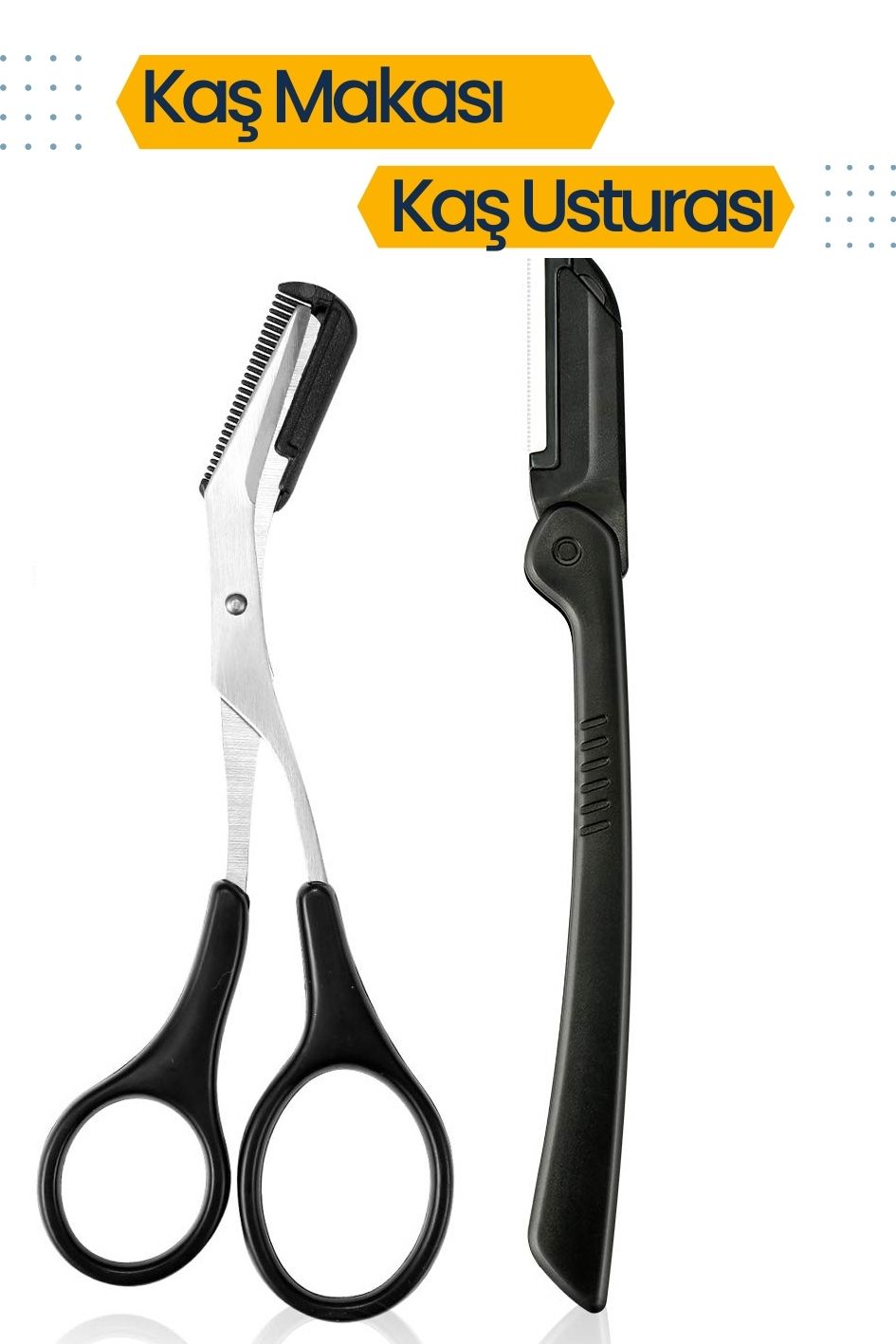 ModaCar Taraklı Kaş Makası ve Kaş Usturası Seti