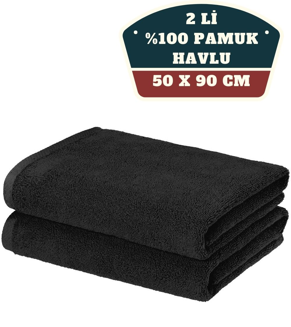ModaCar 2'li Mikrofiber El Yüz Spor Havlusu 50x90 Siyah 