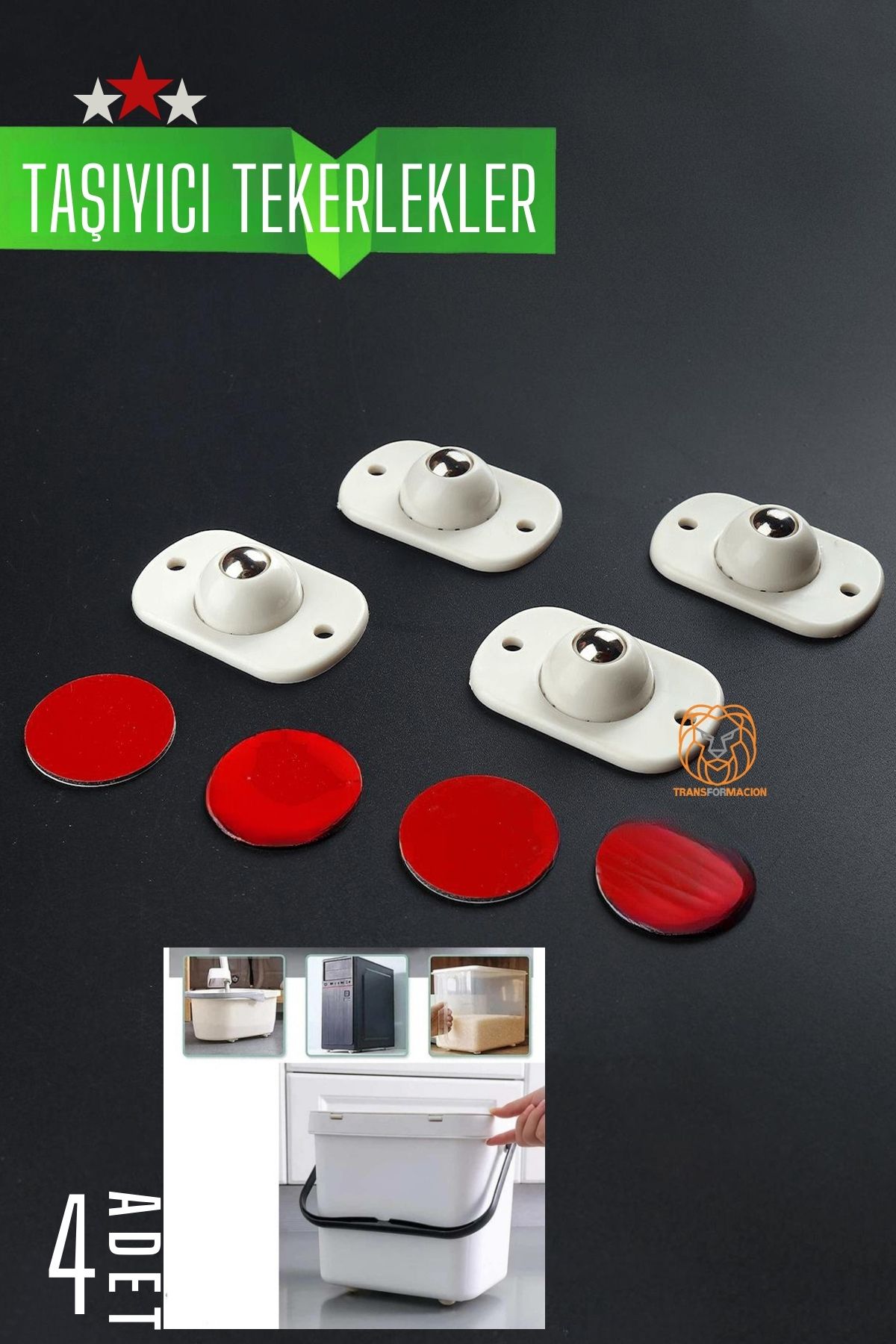 Bilyeli Mini Taşıyıcı Tekerlek Seti  360D Yapışkanlı 