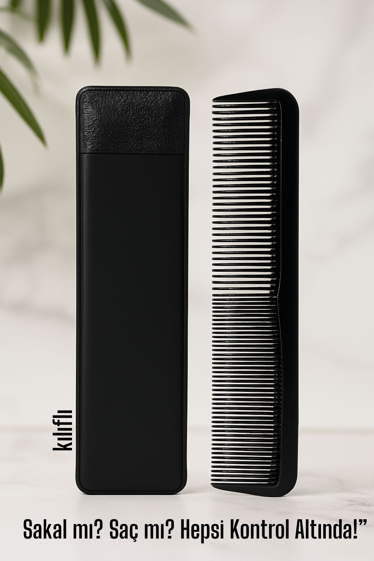 Kılıflı Cep Tarağı – 14 x 3 cm | Kompakt, Şık ve Taşınabilir Erkek Bakım Tarağı 