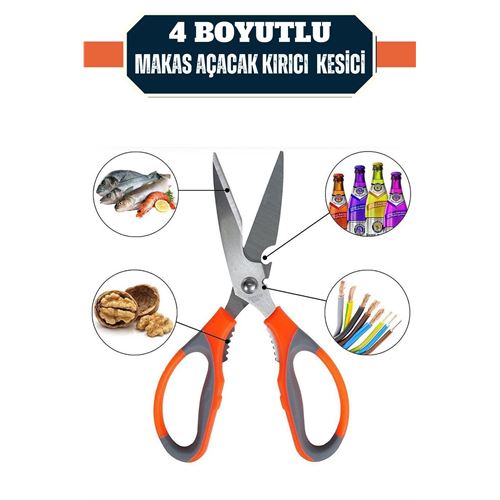 ModaCar Kuhn 4 Boyutlu Mutfak Makası Açacak Kırıcı Kesici 