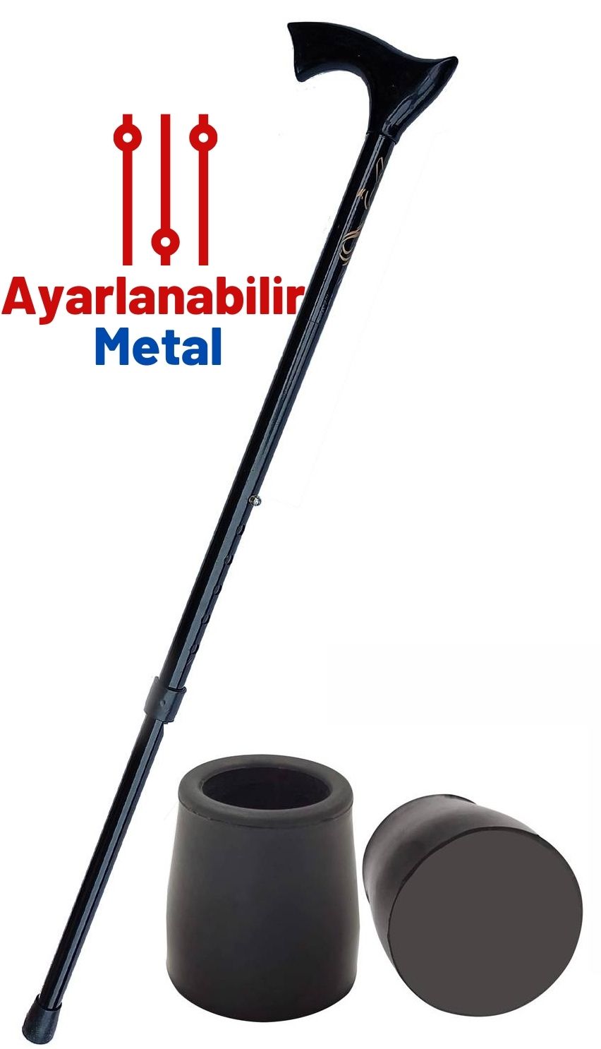 ModaCar Pongnas Siyah Yükseklik Ayarlanabilir Metal Baston 