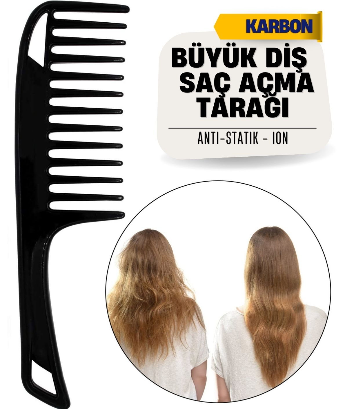 Büyük Diş Geniş Saç Açma Tarağı