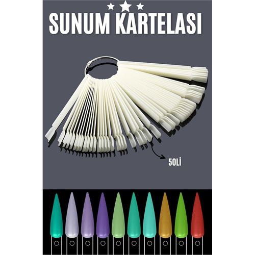 ModaCar BEYAZ Protez Jel Tırnak Eğitim ve Sunum Kartelası 