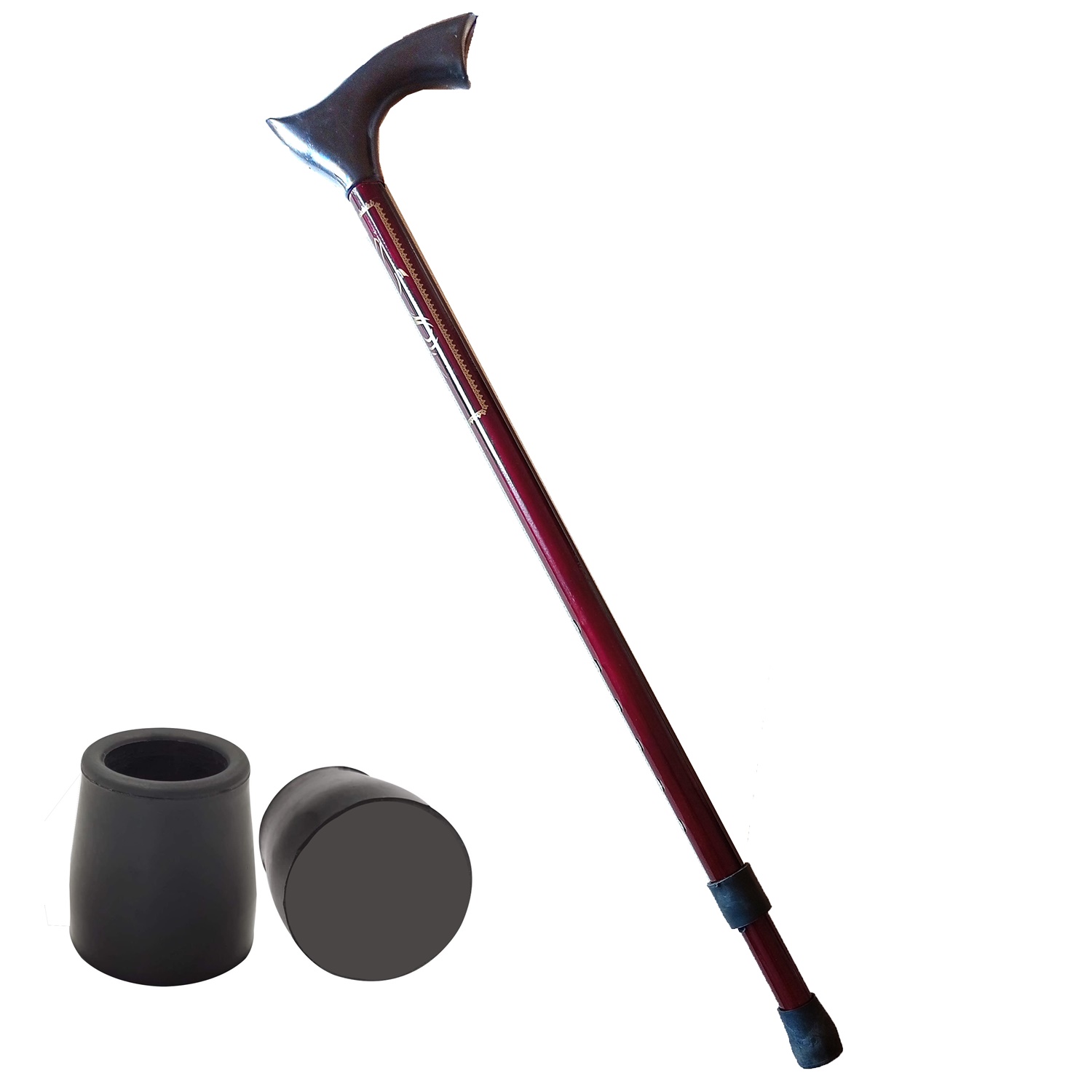 Yükseklik Ayarlanabilir BORDO Metal Baston - 7 Kademe Ayarlı Ergonomik Denge Desteği + 2 Yedek Uç 