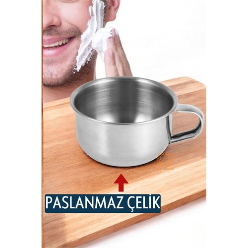 Modacar Paslanmaz Çelik Tıraş Tası Sabun Köpürtme Kasesi 
