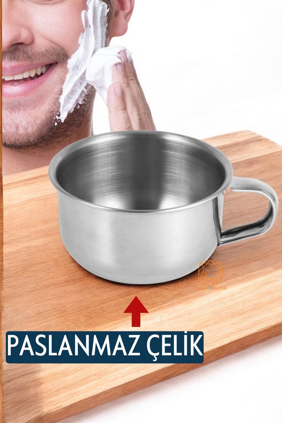 Paslanmaz Çelik Tıraş Tası Sabun Köpürtme Kasesi 