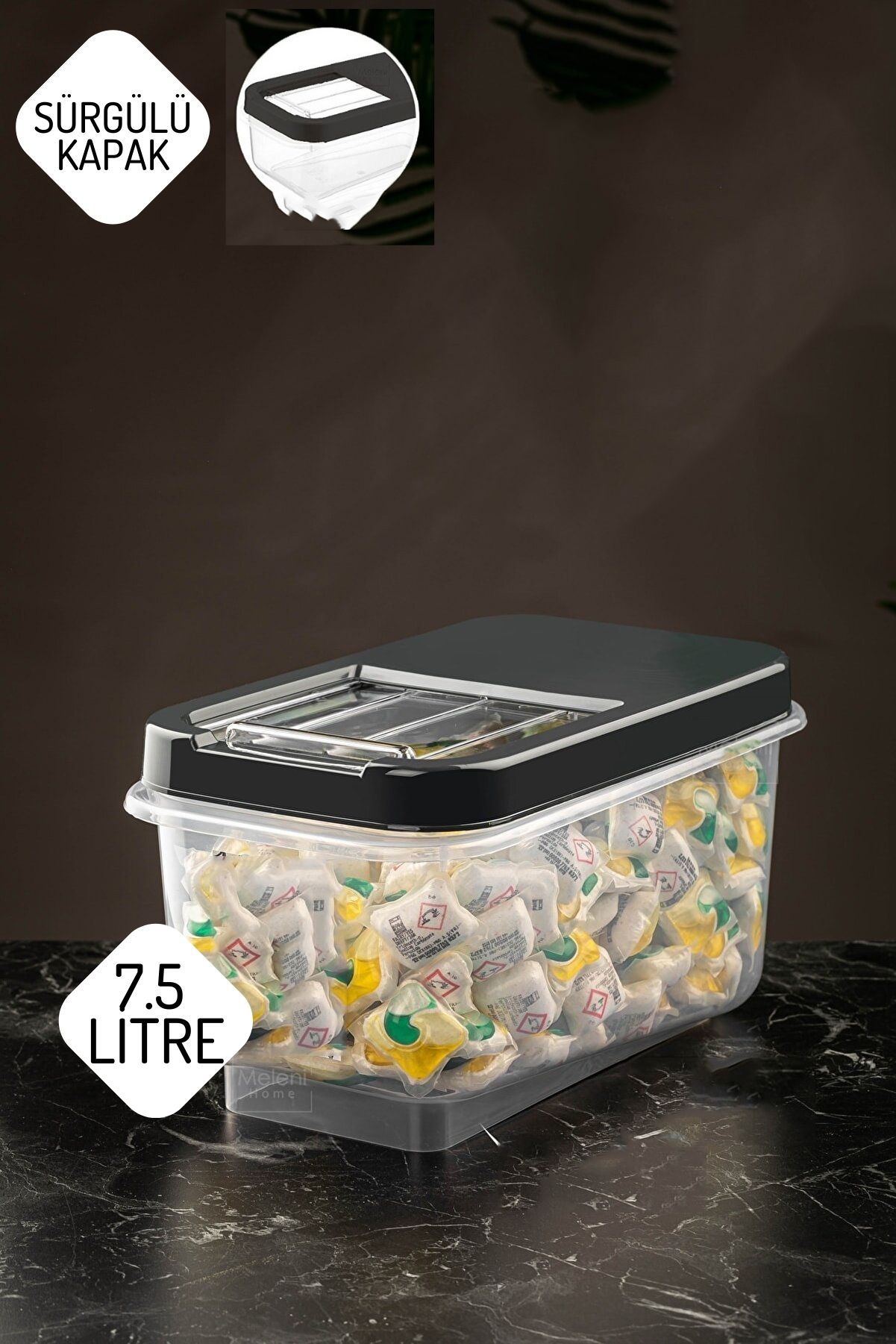 Reagan Tablet ve Deterjan Saklama Kutusu 7.5 lt ANTRASİT 