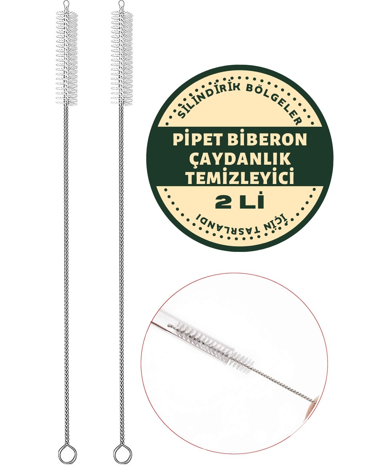 2 Adet Pipet Emzik Çaydanlık Temizleyici Fırça 