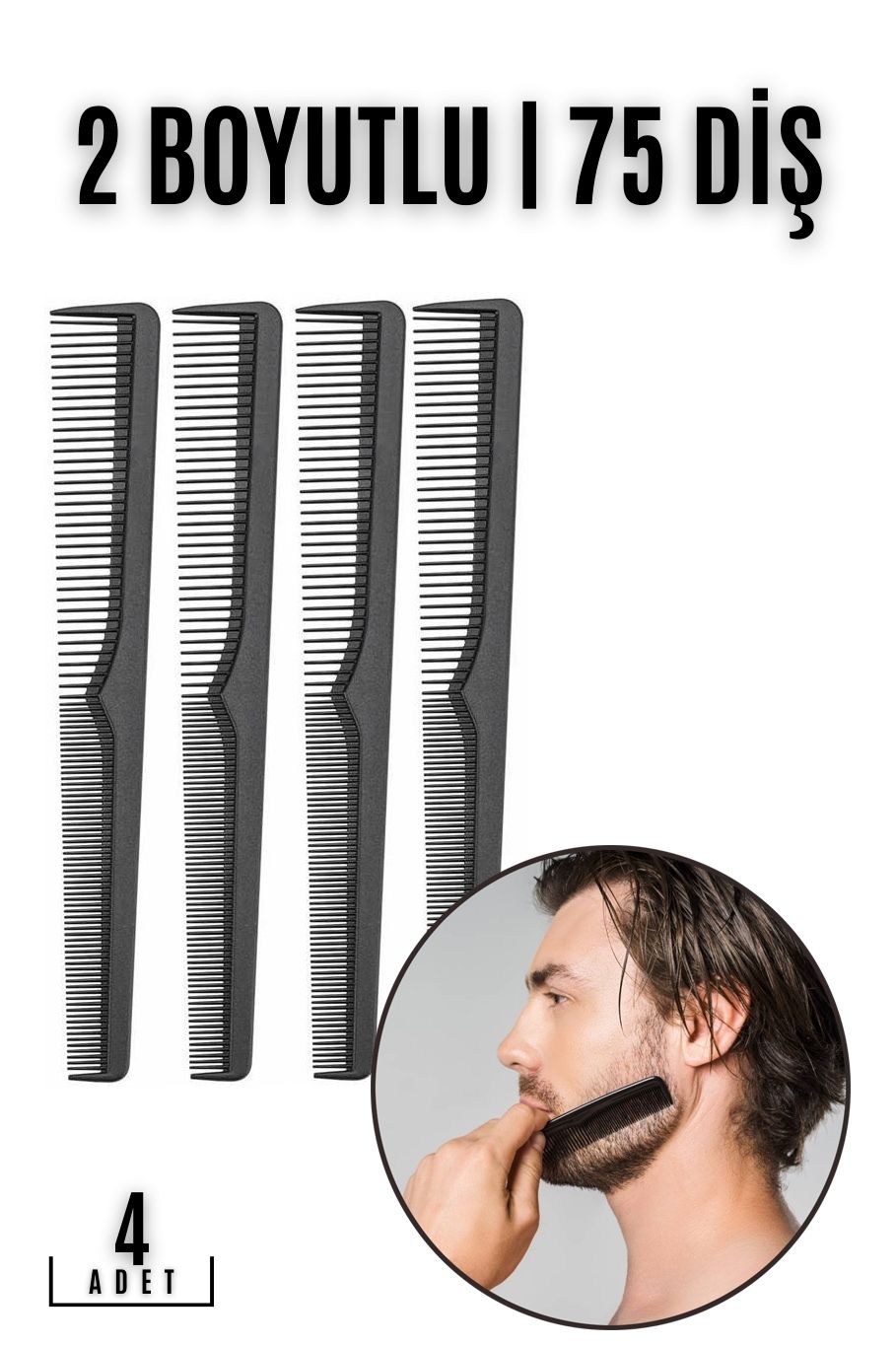 Sakal Bıyık Saç Tarağı 4 lü SET Jess Design 