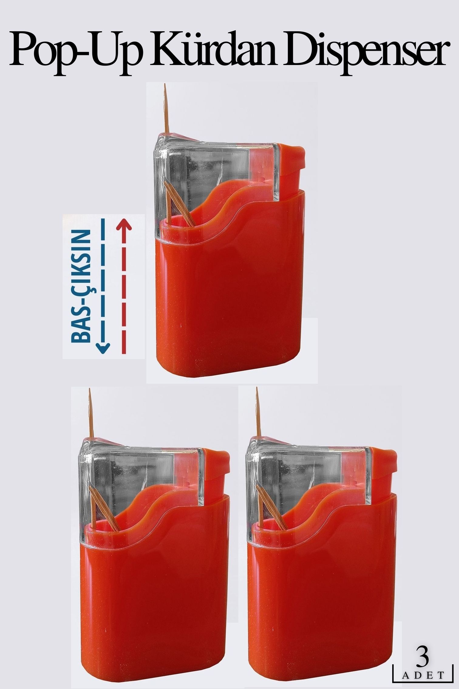 Otomatik Bas-Bırak Kürdanlık 3 lü Set 