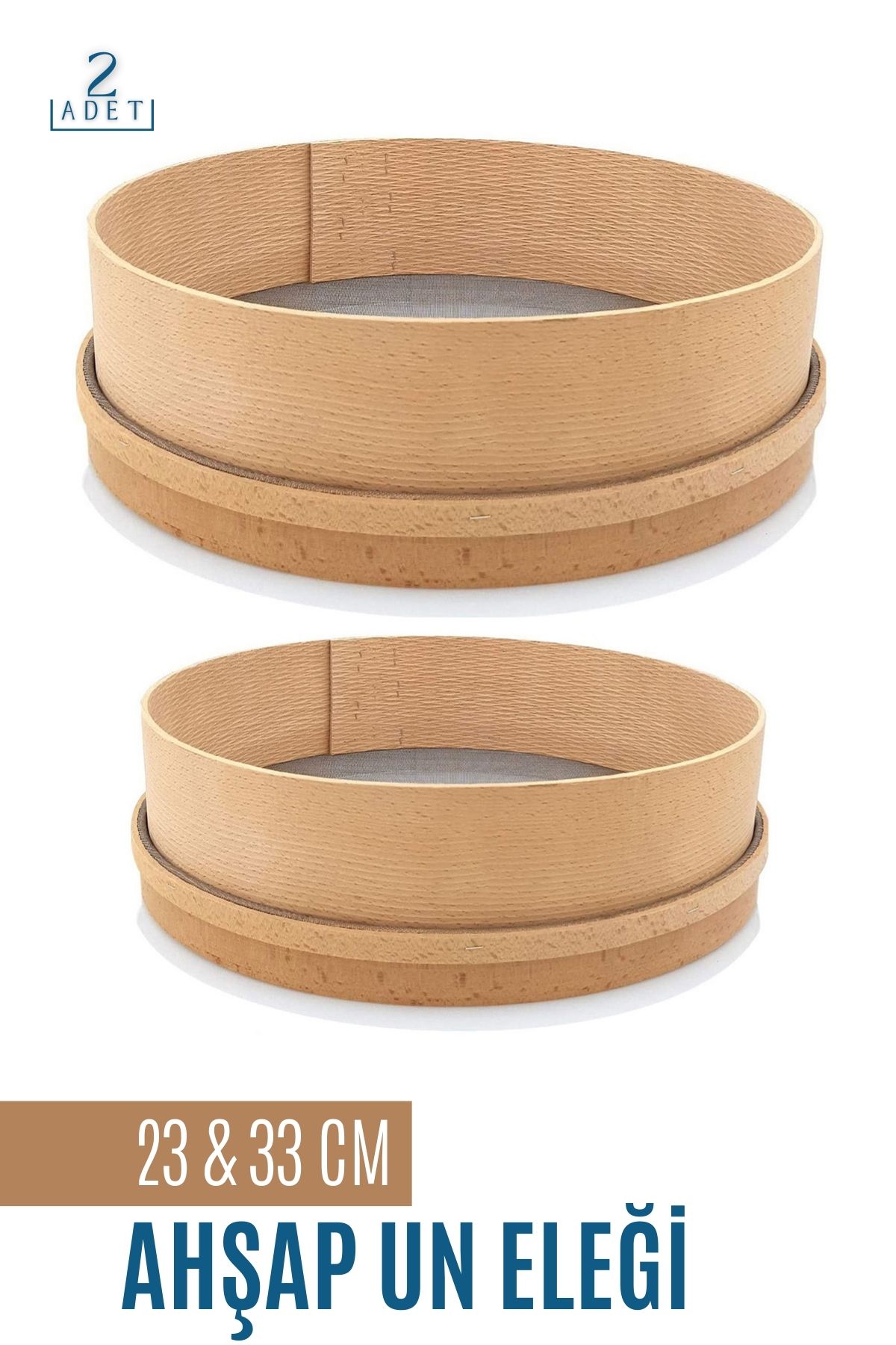 ModaCar Ahşap Un Eleği 23 ve 33 CM 2 li Set